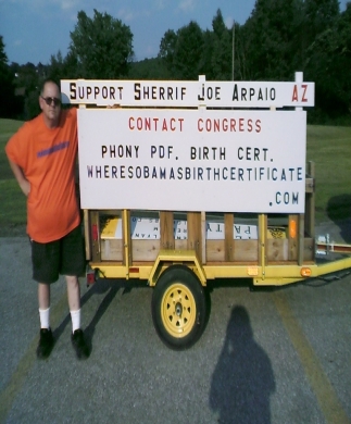 Jeff Harrison With His Mobile Trailer At A Tea Party Event