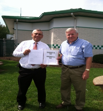 Mike Volin and CDR Charles Kerchner with a Sheriffs Kit given to Congressman Charlie Dent