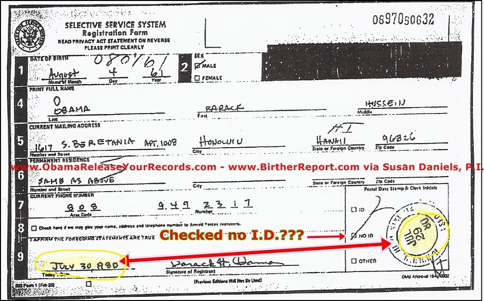 Selective Service System Card BR